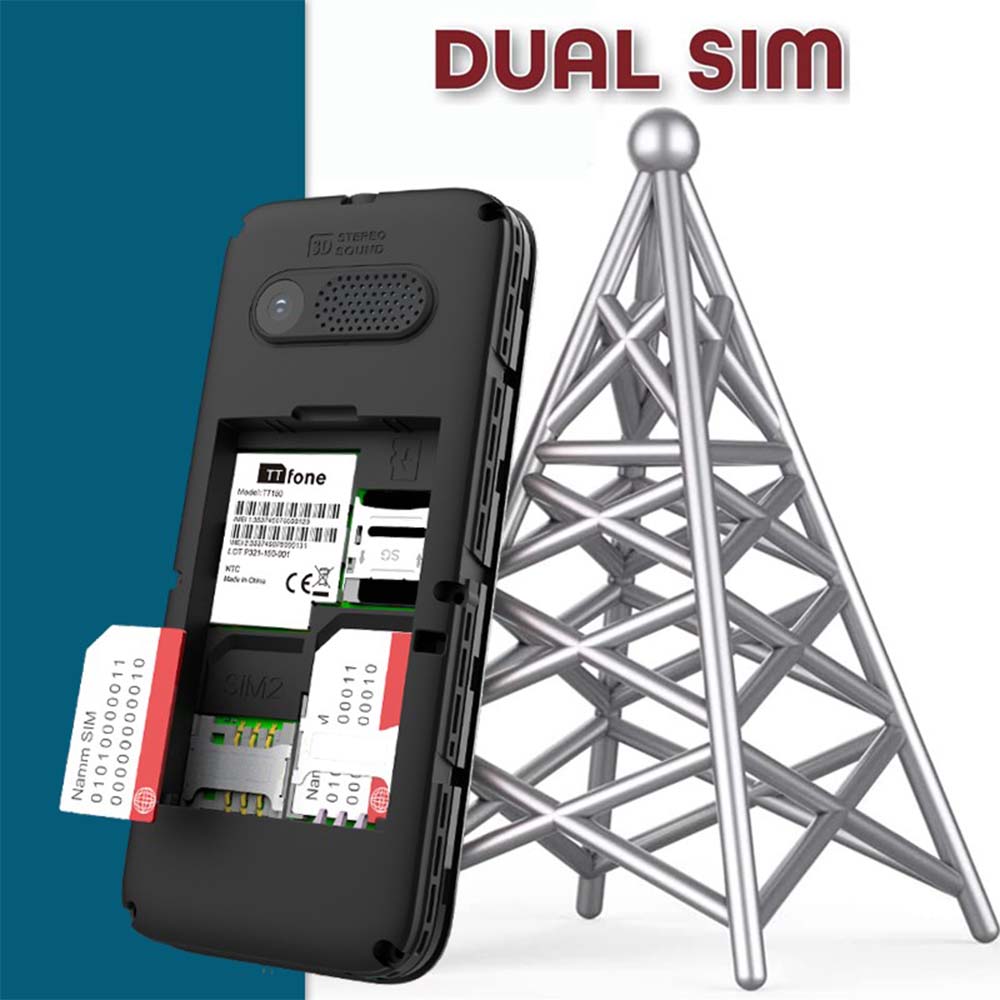 TTfone TT150 Blue Dual SIM with Mains Charger, Giff Gaff Pay As You Go