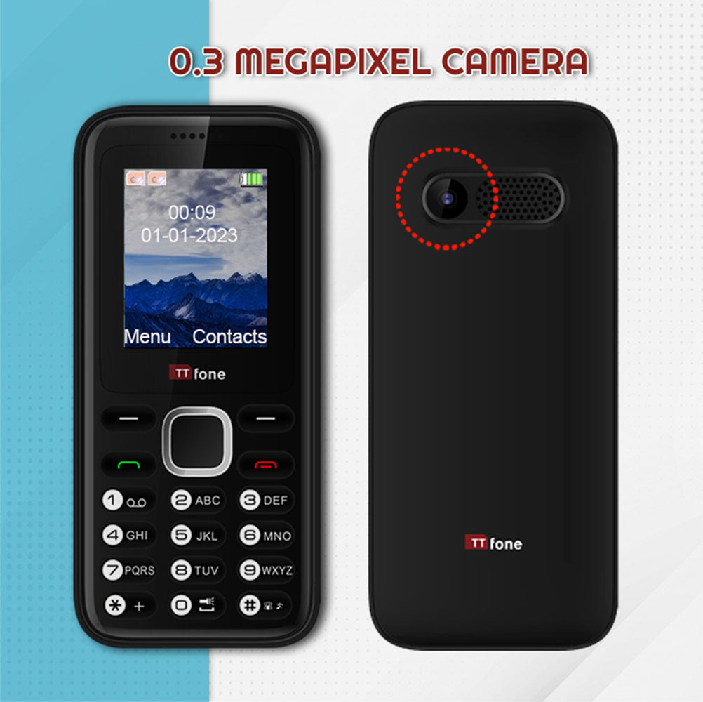 TTfone TT150 Blue Dual SIM with Mains Charger, Giff Gaff Pay As You Go